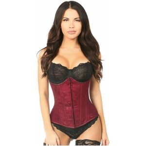 XL L 31"-34" Lavish Burgundy Satin Lace Underbust Goth Rennesaince Corset Red